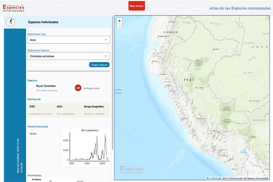 Preview del Portal del Atlas de las Especies Amenzadas